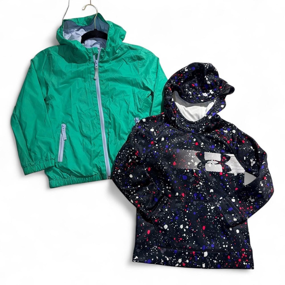 Under Armour Boys Splatter Hoodie and Cat & Jack Green Jacket Set Size Small 5/6